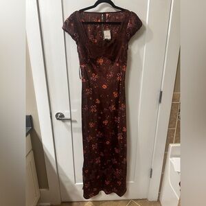 Free People Burgundy Butterfly Maxi Dress
